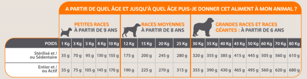 Ration croquette chien senior